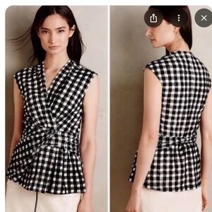 {anthropologie} Deletta gingham plaid blouse